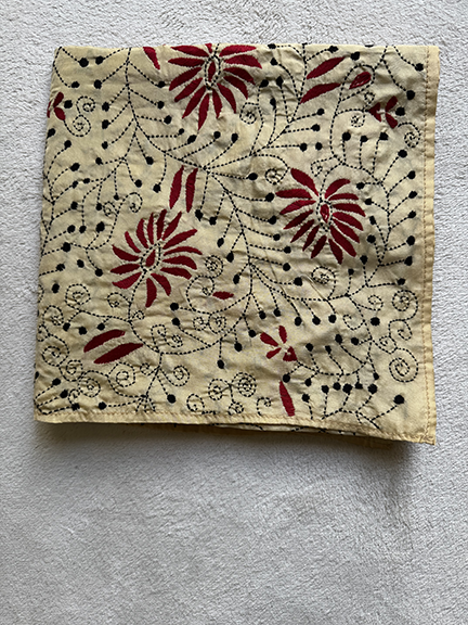 Kantha Hand-Embroidered Silk Scarf - SK_GOLD009