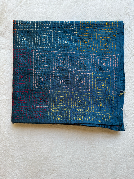 Kantha Hand-Embroidered Silk Scarf - SK_GRN036