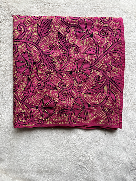 Kantha Hand-Embroidered Silk Scarf - SK_PINK005 – SOLD OUT