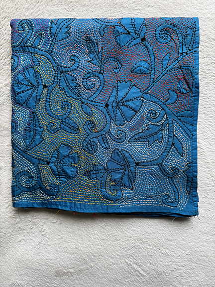 Kantha Hand-Embroidered Silk Scarf - SK_SKY007