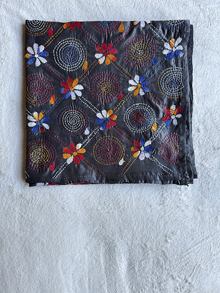 Kantha Hand-Embroidered Silk Scarf - sk_gow033