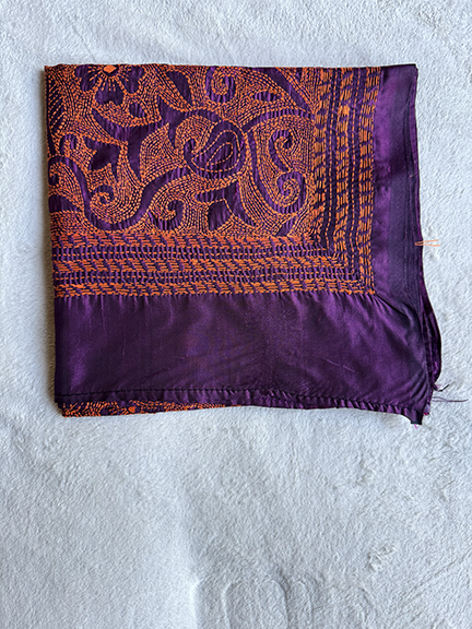 Kantha Hand-Embroidered Silk Scarf - sk_mror047