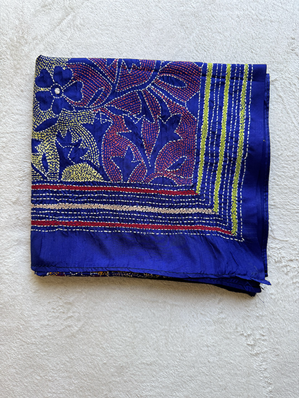 Kantha Hand-Embroidered Silk Scarf - sk_ob038