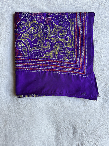 Kantha Hand-Embroidered Silk Scarf - sk_puwht046