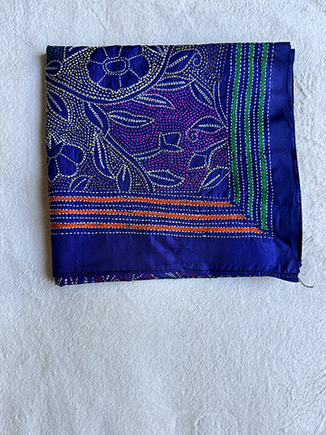 Kantha Hand-Embroidered Silk Scarf - sk_rblu044a