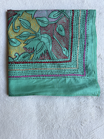 Kantha Hand-Embroidered Silk Scarf - sk_trp053 – SOLD OUT