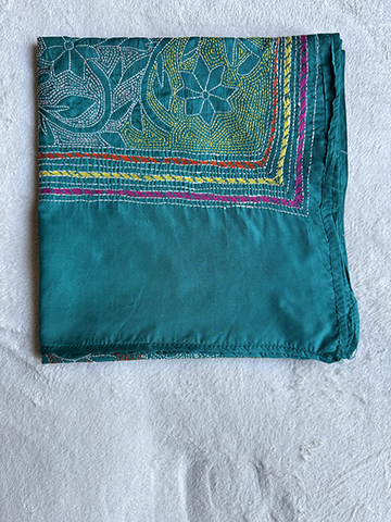 Kantha Hand-Embroidered Silk Scarf - sk_tur042