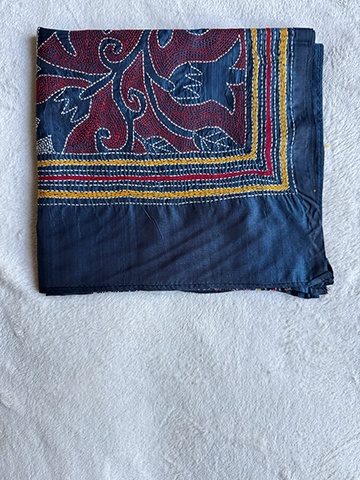 Kantha Hand-Embroidered Silk Scarf - sk_ylkbrd045c